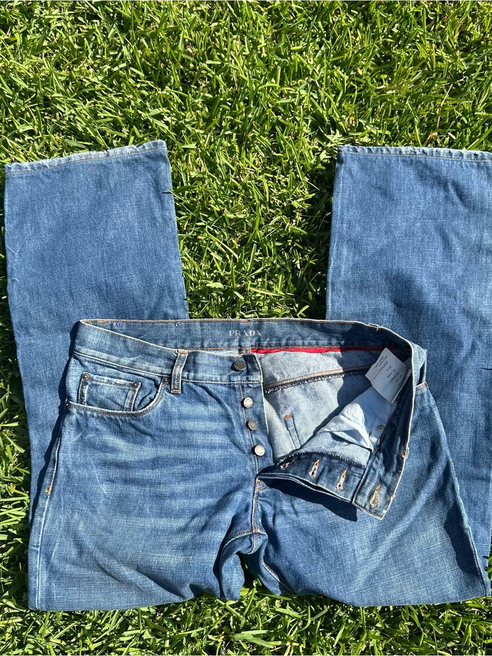 Prada Designer Luxury Blue Straight-Leg Classic Jeans Size 33 - Picture 10 of 10